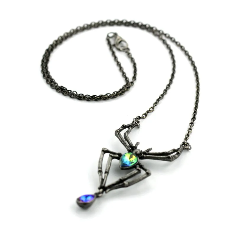 Gothic Crystal Spider Necklace