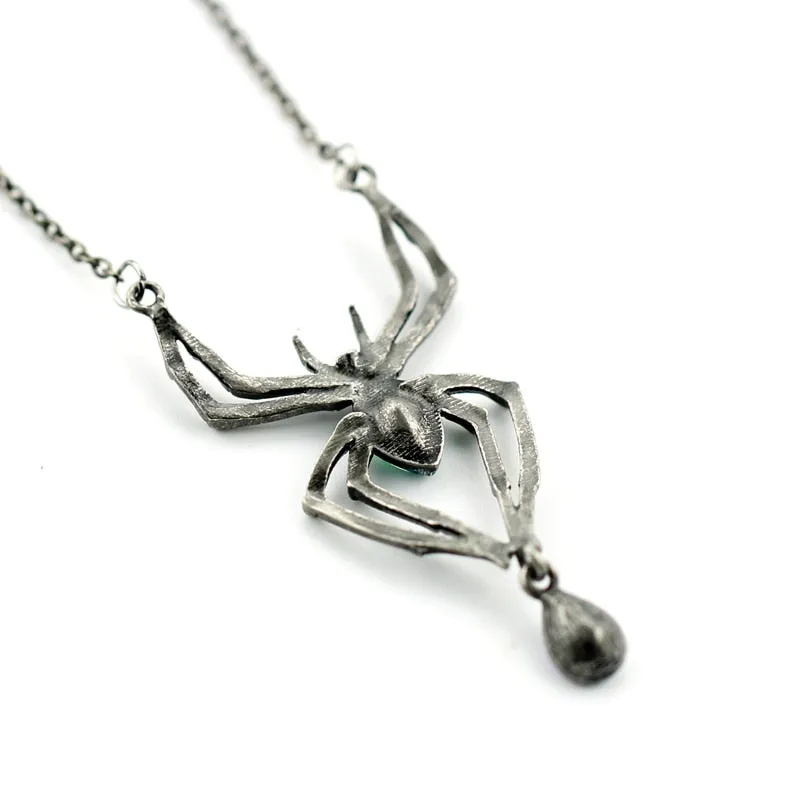 Gothic Crystal Spider Necklace
