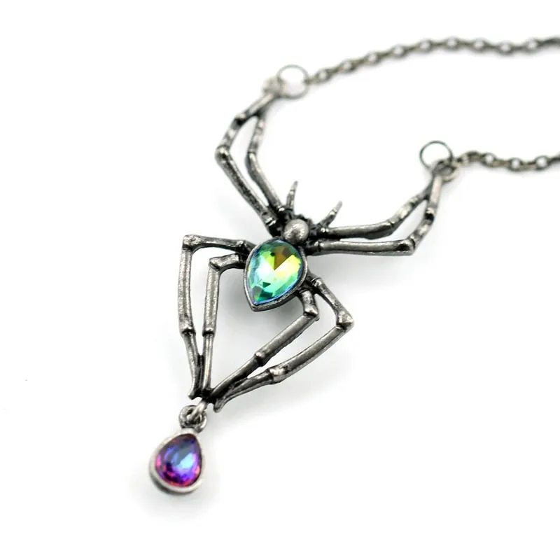 Gothic Crystal Spider Necklace