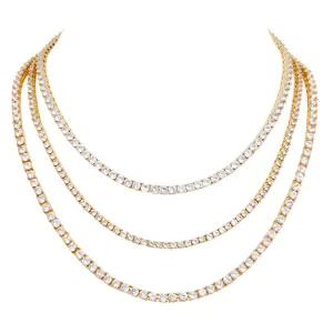 GRACE TENNIS NECKLACE - GOLD 16 inches