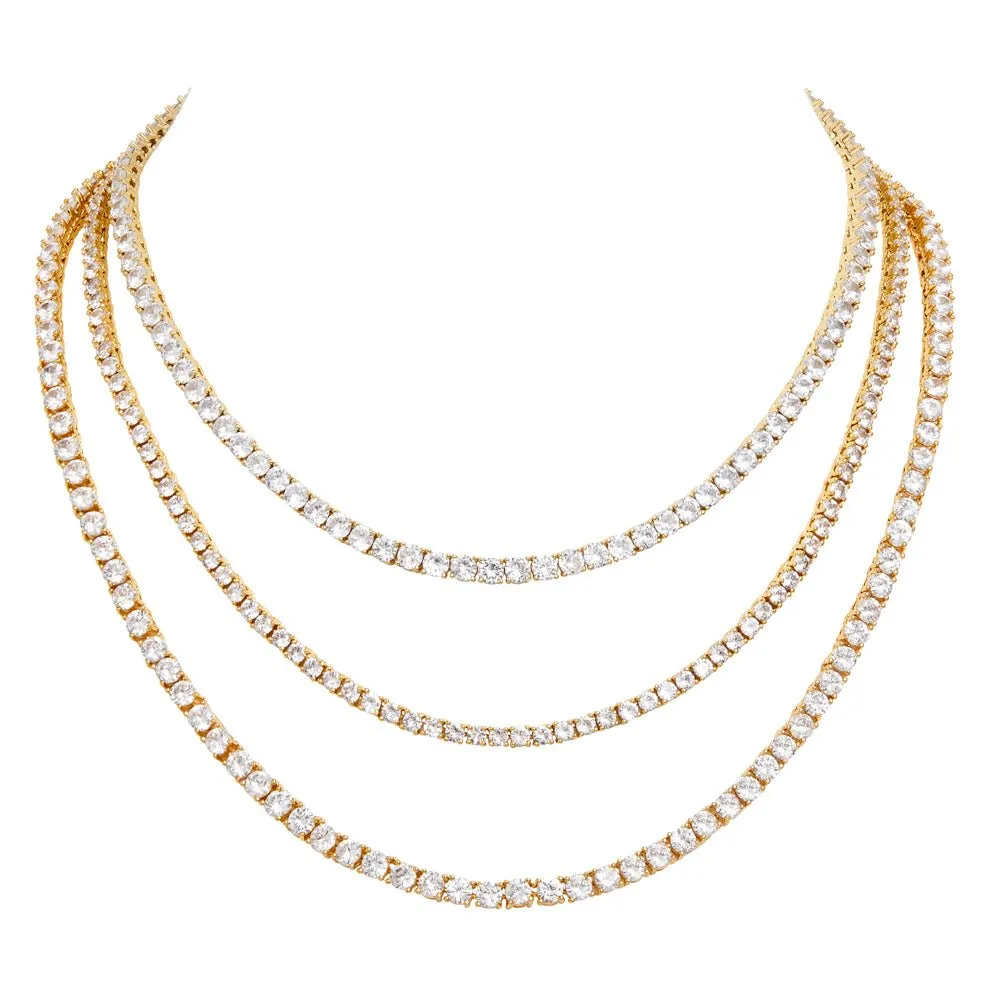 GRACE TENNIS NECKLACE - GOLD 16 inches