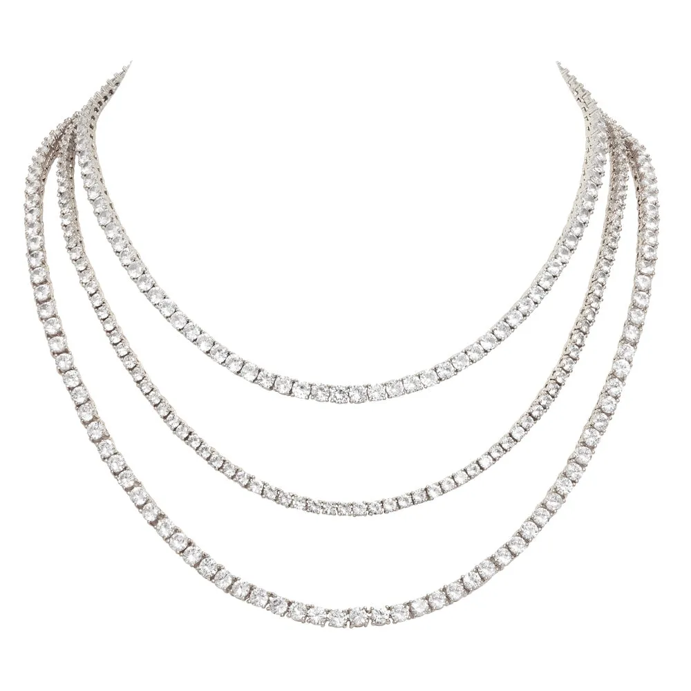 GRACE TENNIS NECKLACES - RHODIUM 16 INCHES