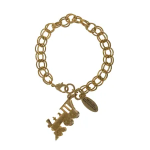 Grand Central Goldtone Locomotive Charm Bracelet