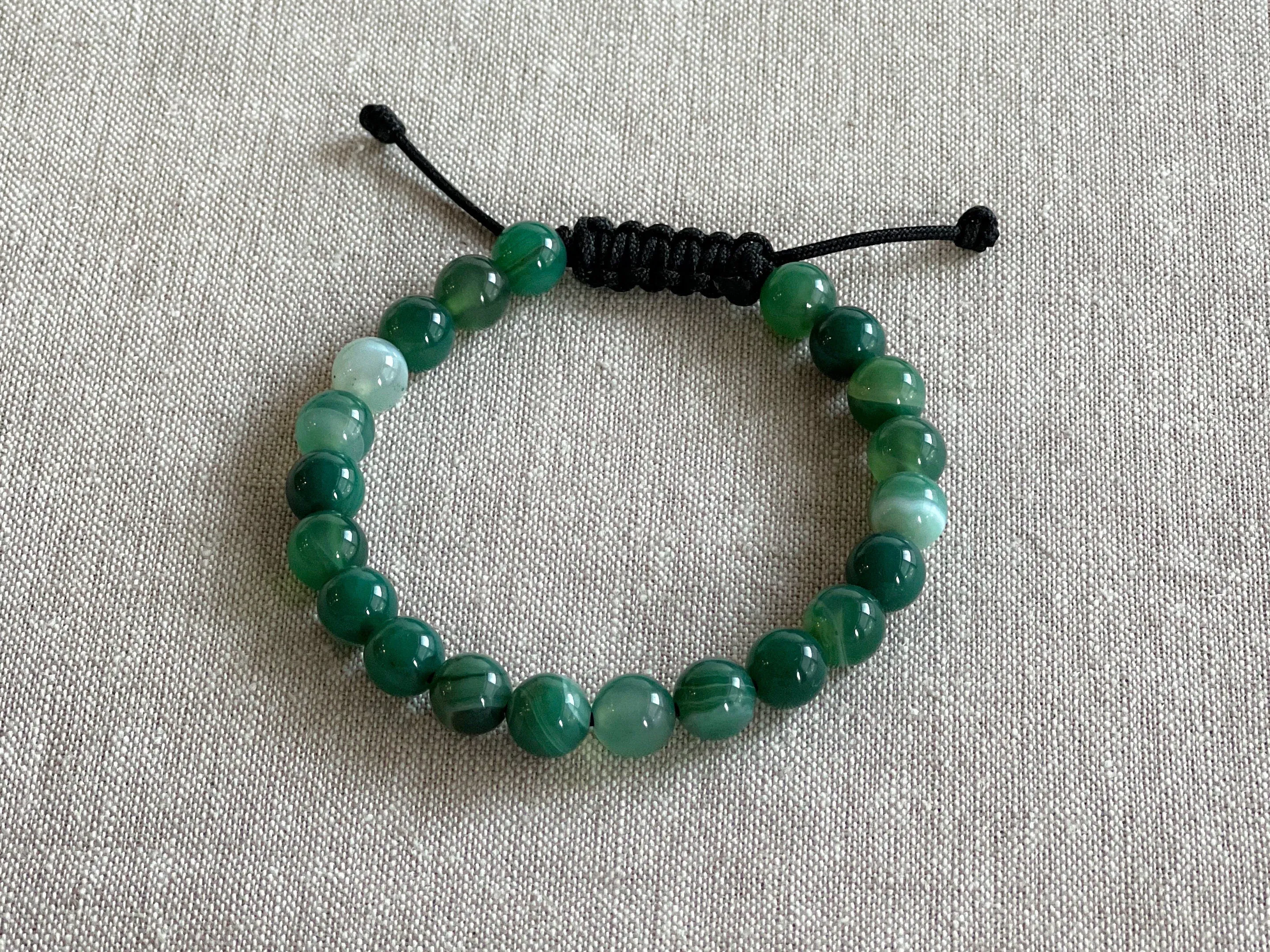 Green Agate Adjustable Slide Bracelet