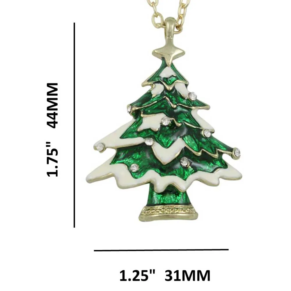Green Christmas Tree Pendant with Gold Chain - XN301A
