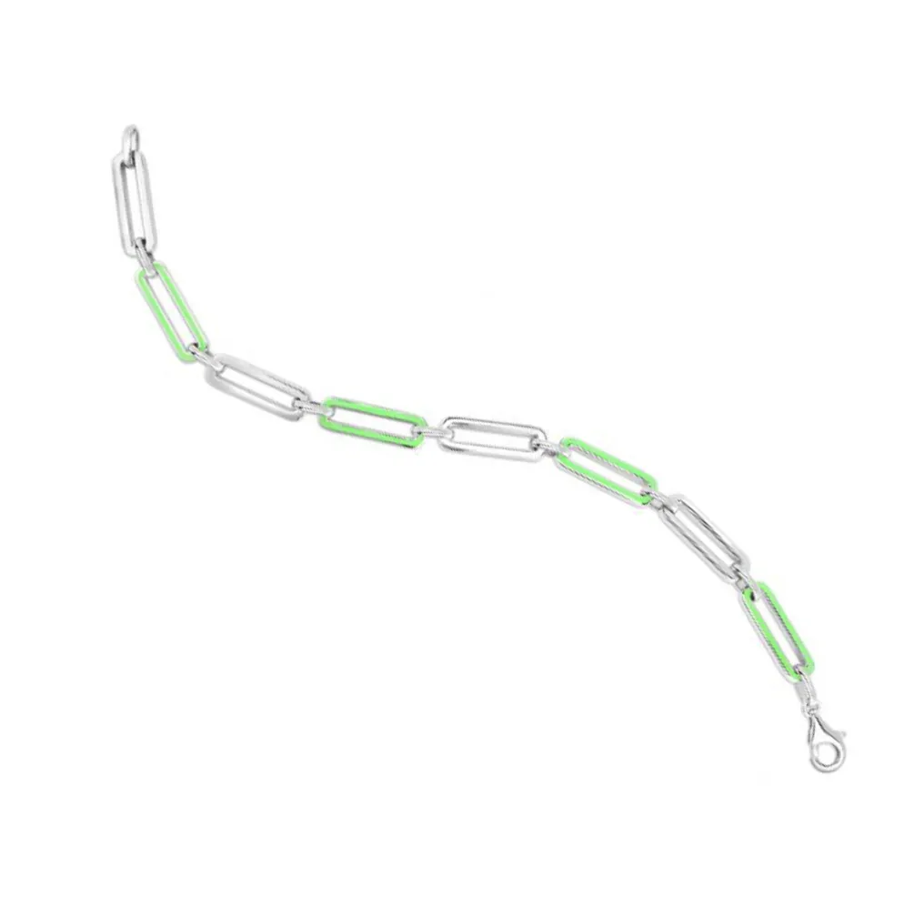 Green Enamel Paperclip Bracelet