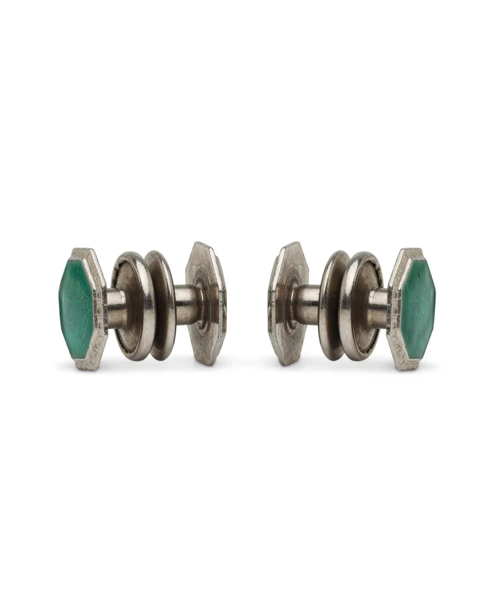 Green Enamel Snap Octagonal Cufflinks
