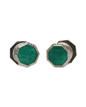 Green Enamel Snap Octagonal Cufflinks
