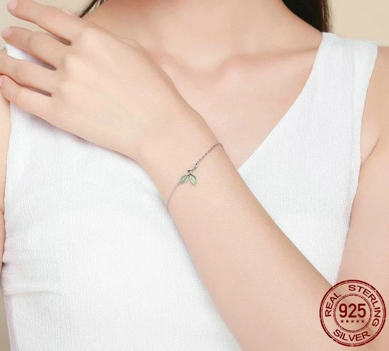 Green Tree Leaves Bracelet