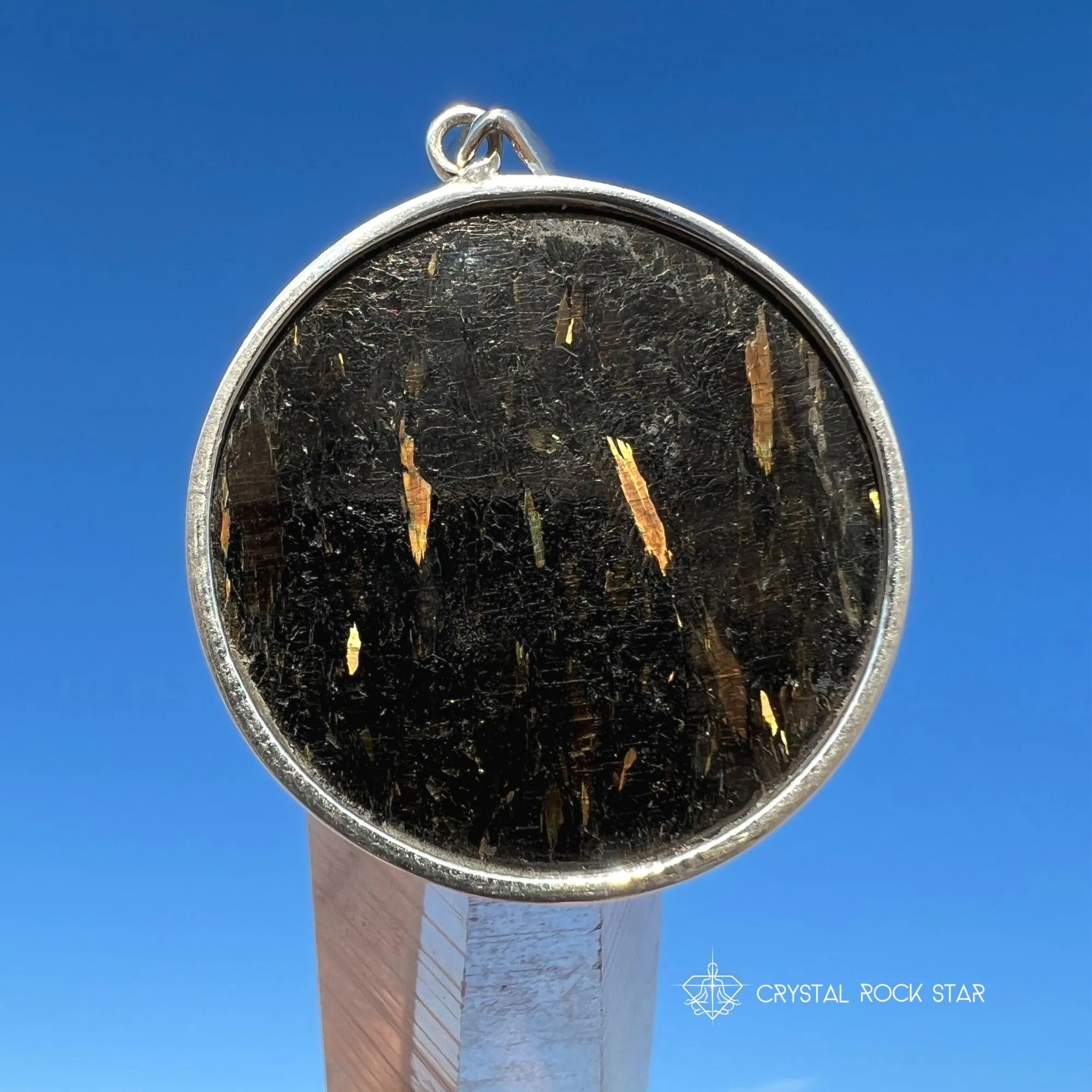 Greenland Nuummite Full Moon Silver Pendant