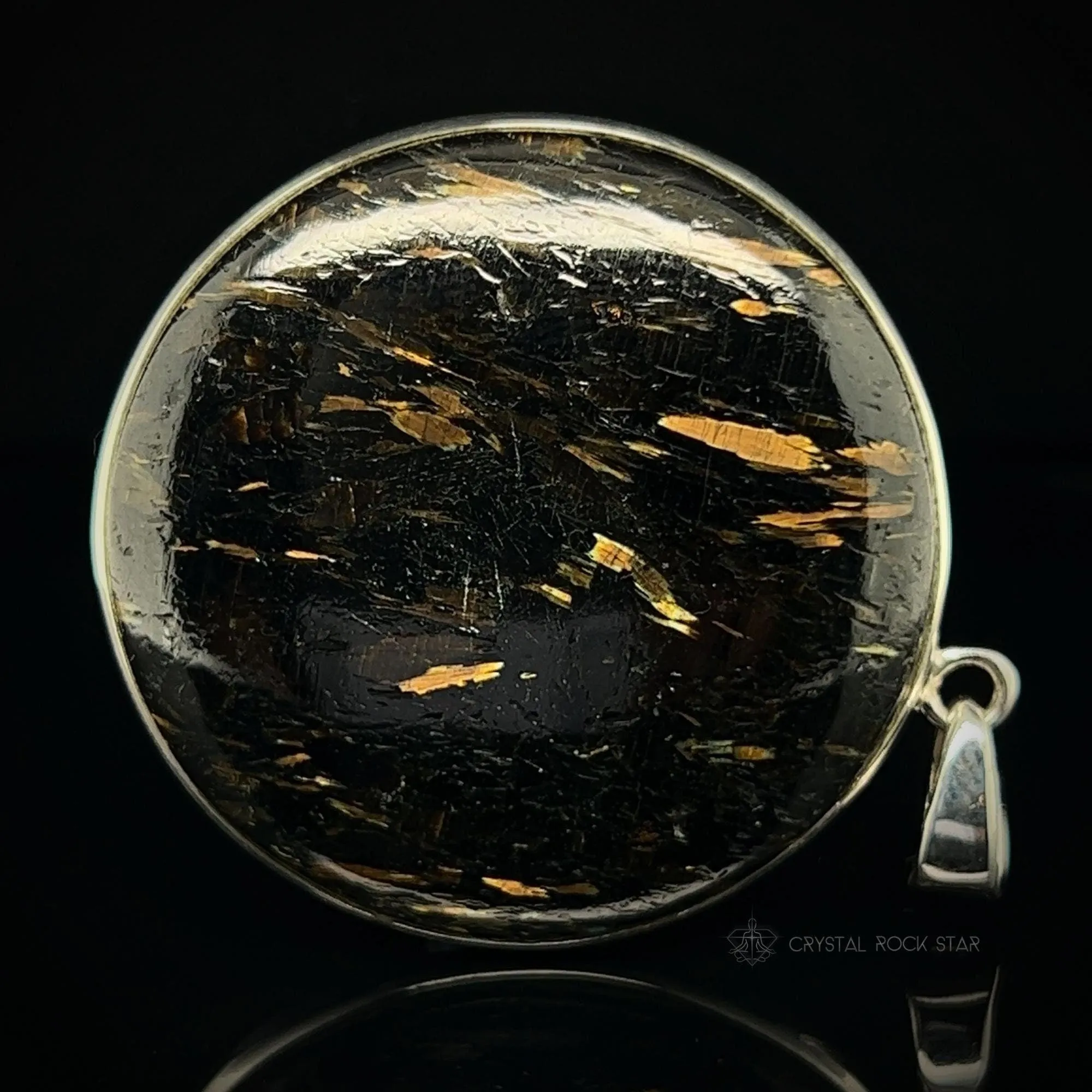 Greenland Nuummite Full Moon Silver Pendant