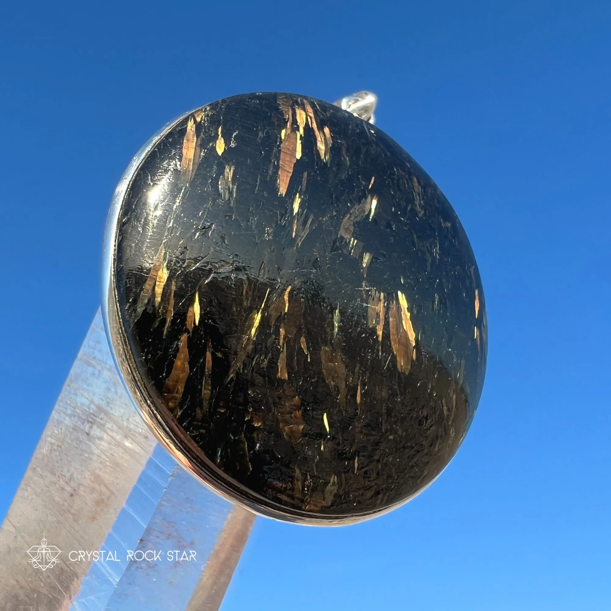Greenland Nuummite Full Moon Silver Pendant