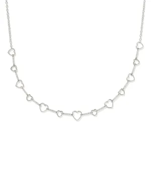 HAISLEY HEART STRAND NECKLACE SILVER WHITE CRYSTAL