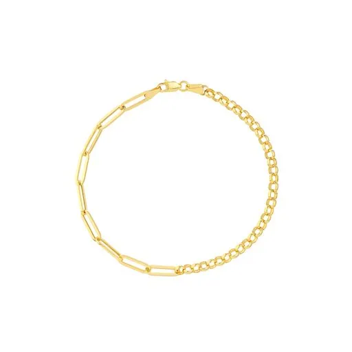 Half & Half Paperclip and Rolo Chain Bracelet