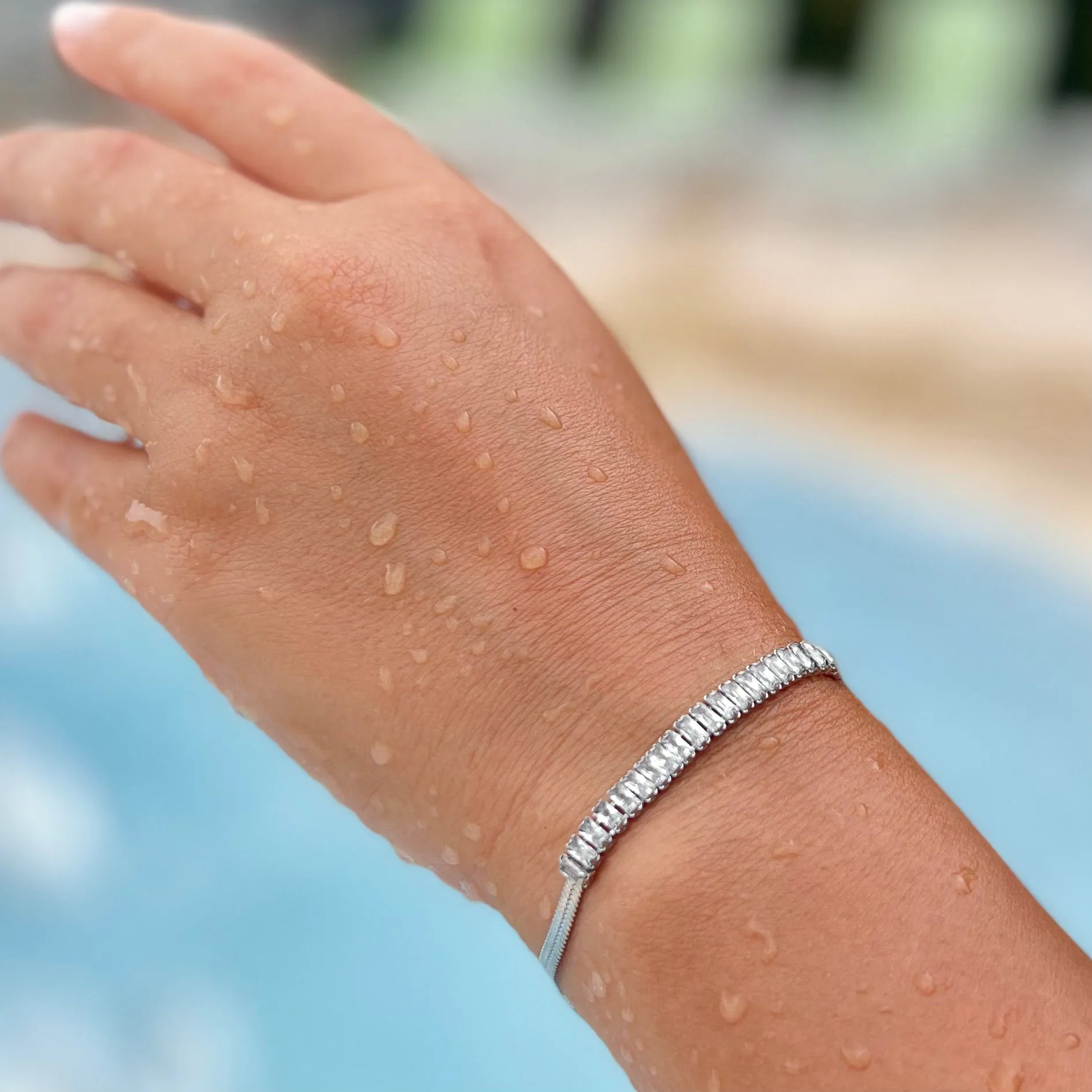 Half Crystal Silver Bracelet