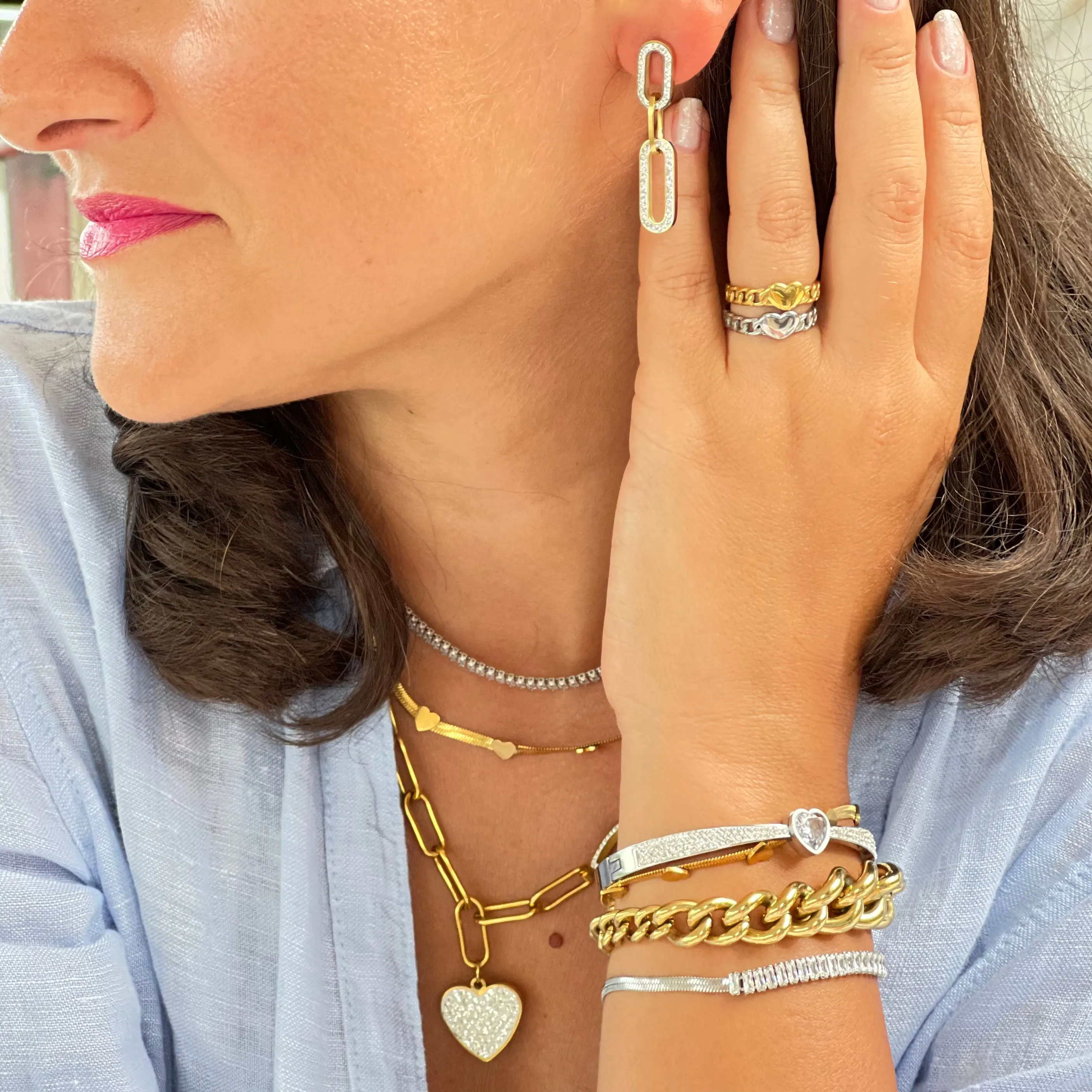 Half Crystal Silver Bracelet