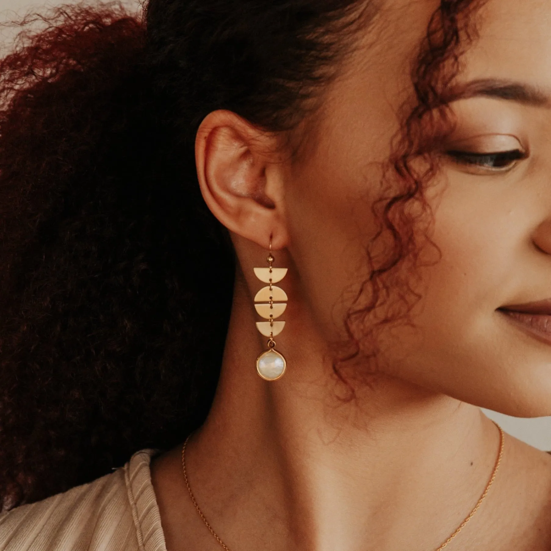 Half Moon Drop Freshwater Pearl Earrings