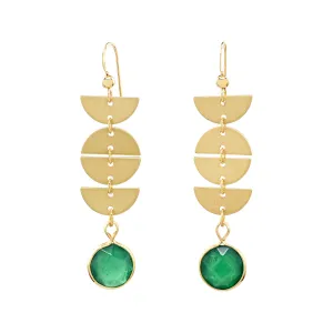 Half Moon Drop Green Onyx Stone Earrings