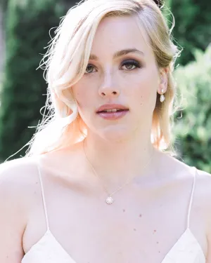 Halo Pearl Drop Earring Jewelry Set