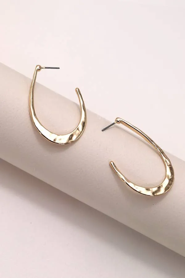 Hammered Metal Hoop Drop Earrings