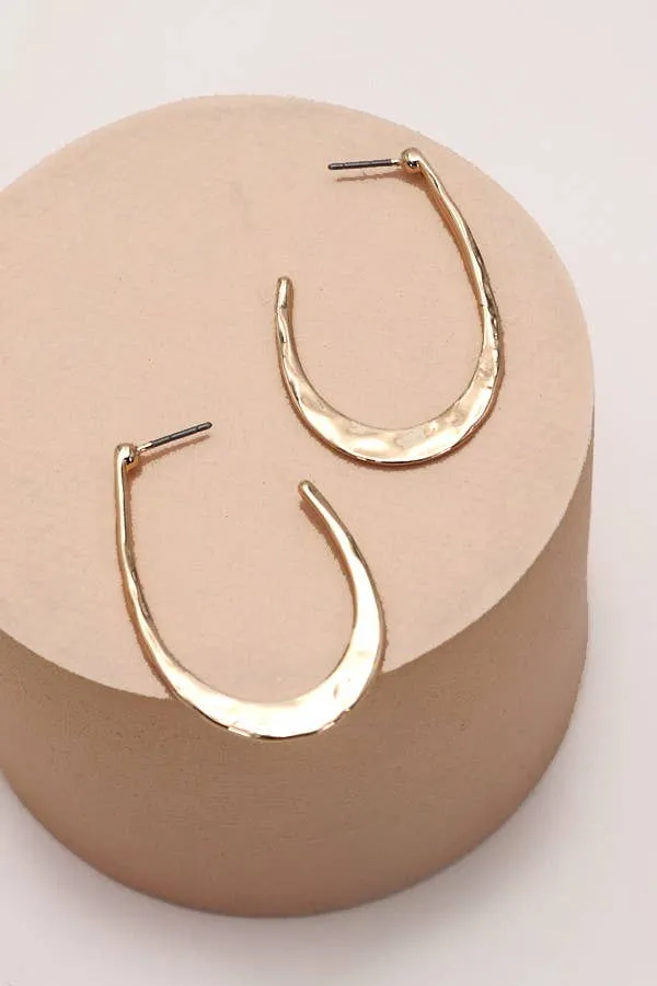 Hammered Metal Hoop Drop Earrings