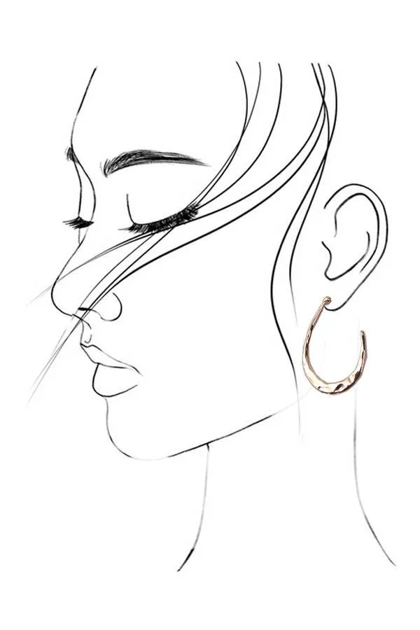 Hammered Metal Hoop Drop Earrings