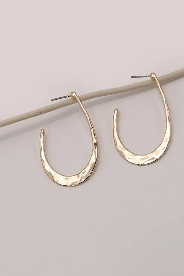 Hammered Metal Hoop Drop Earrings