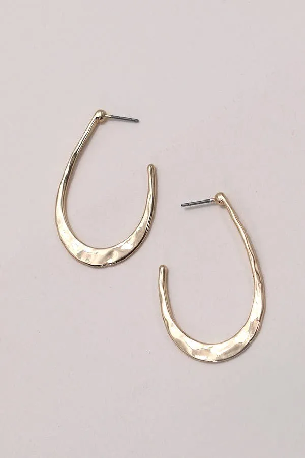 Hammered Metal Hoop Drop Earrings