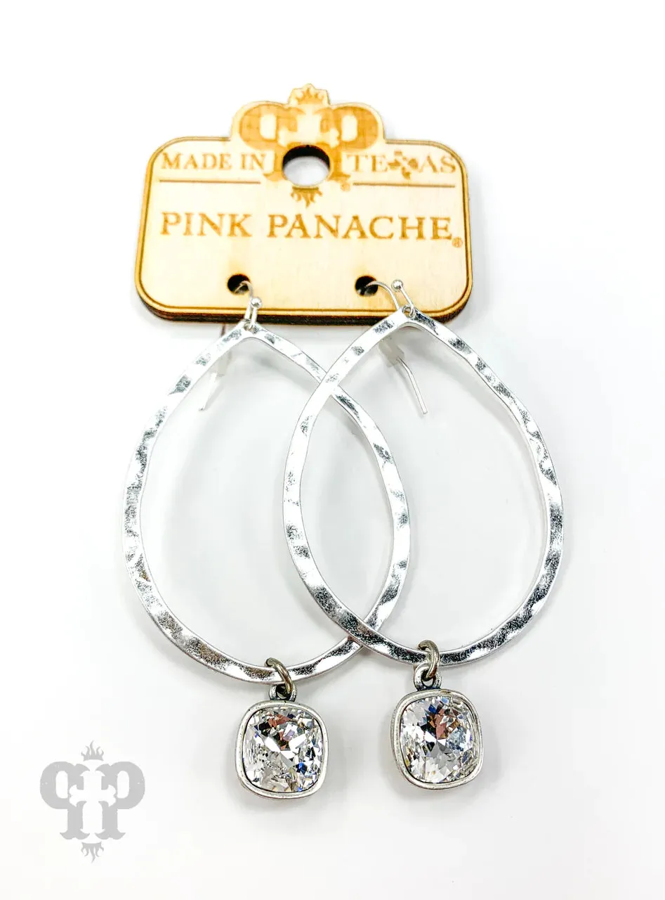 Hammered Open Tear Drop Earrings