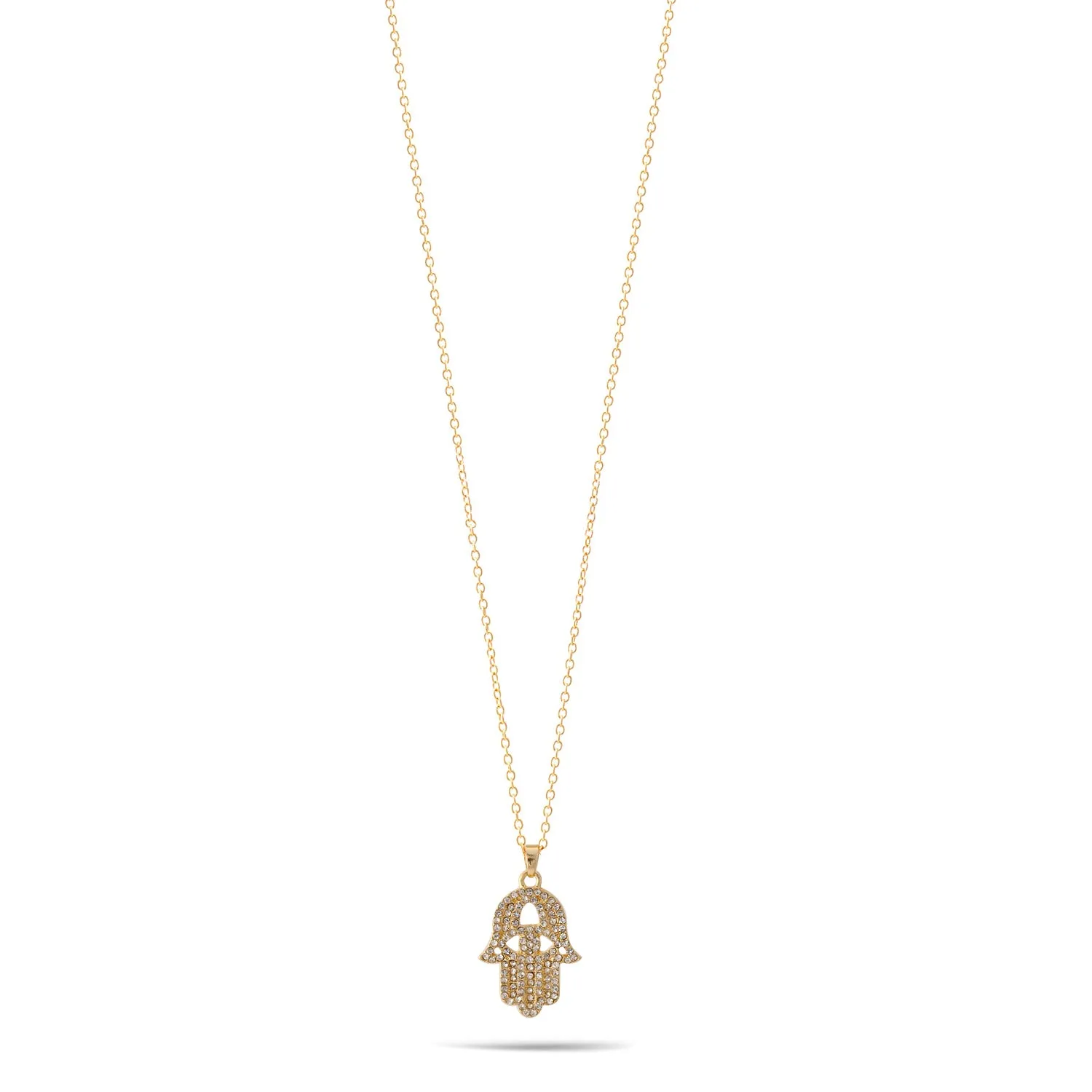 HAMSA HAND CRYSTAL PENDANT NECKLACE #HNN90010 (BA2/LD14)