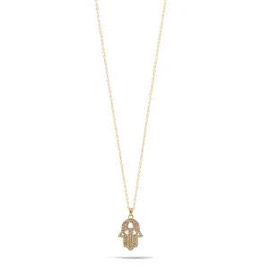 HAMSA HAND CRYSTAL PENDANT NECKLACE #HNN90010 (BA2/LD14)
