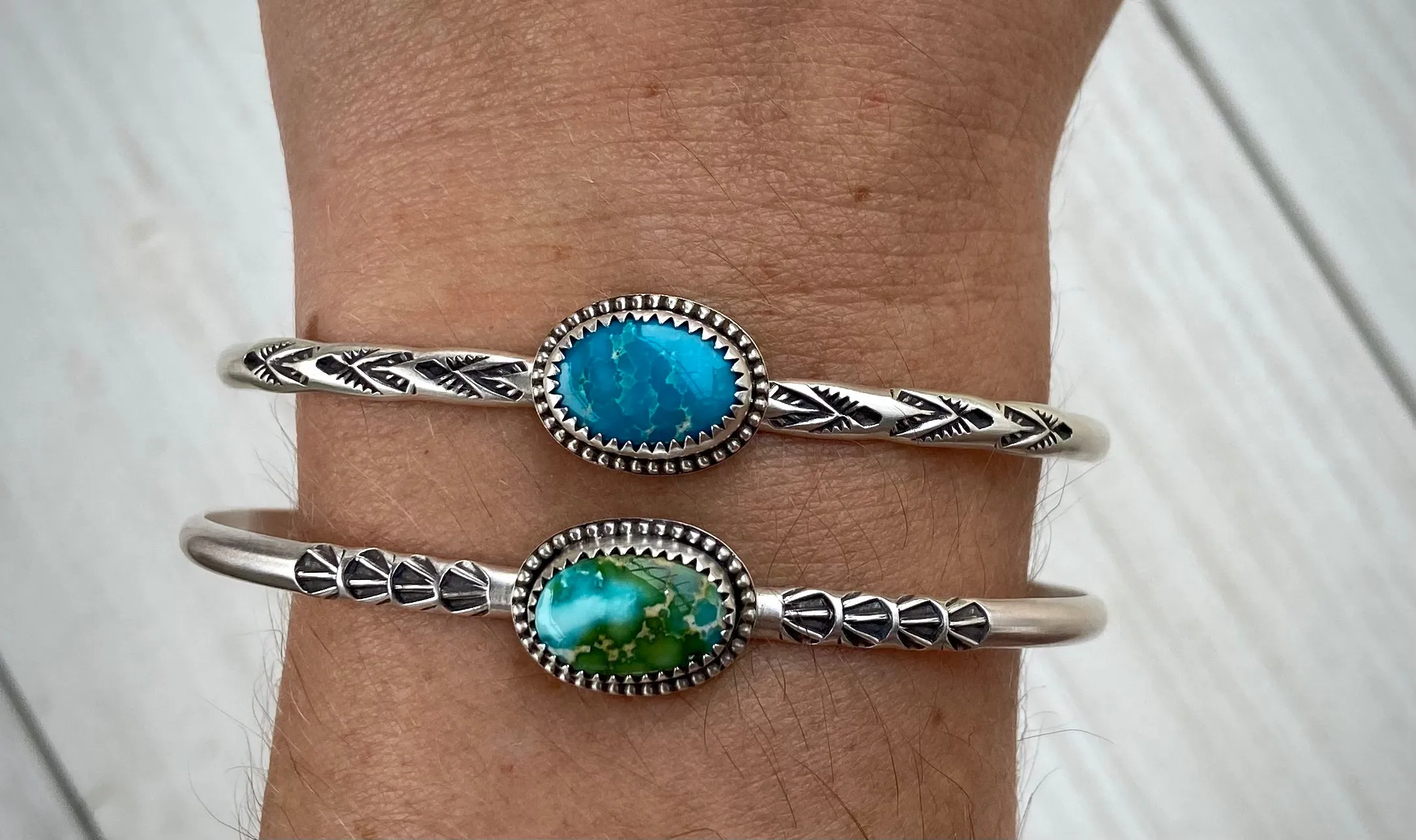Hand Stamped Blue Ridge Turquoise Cuff