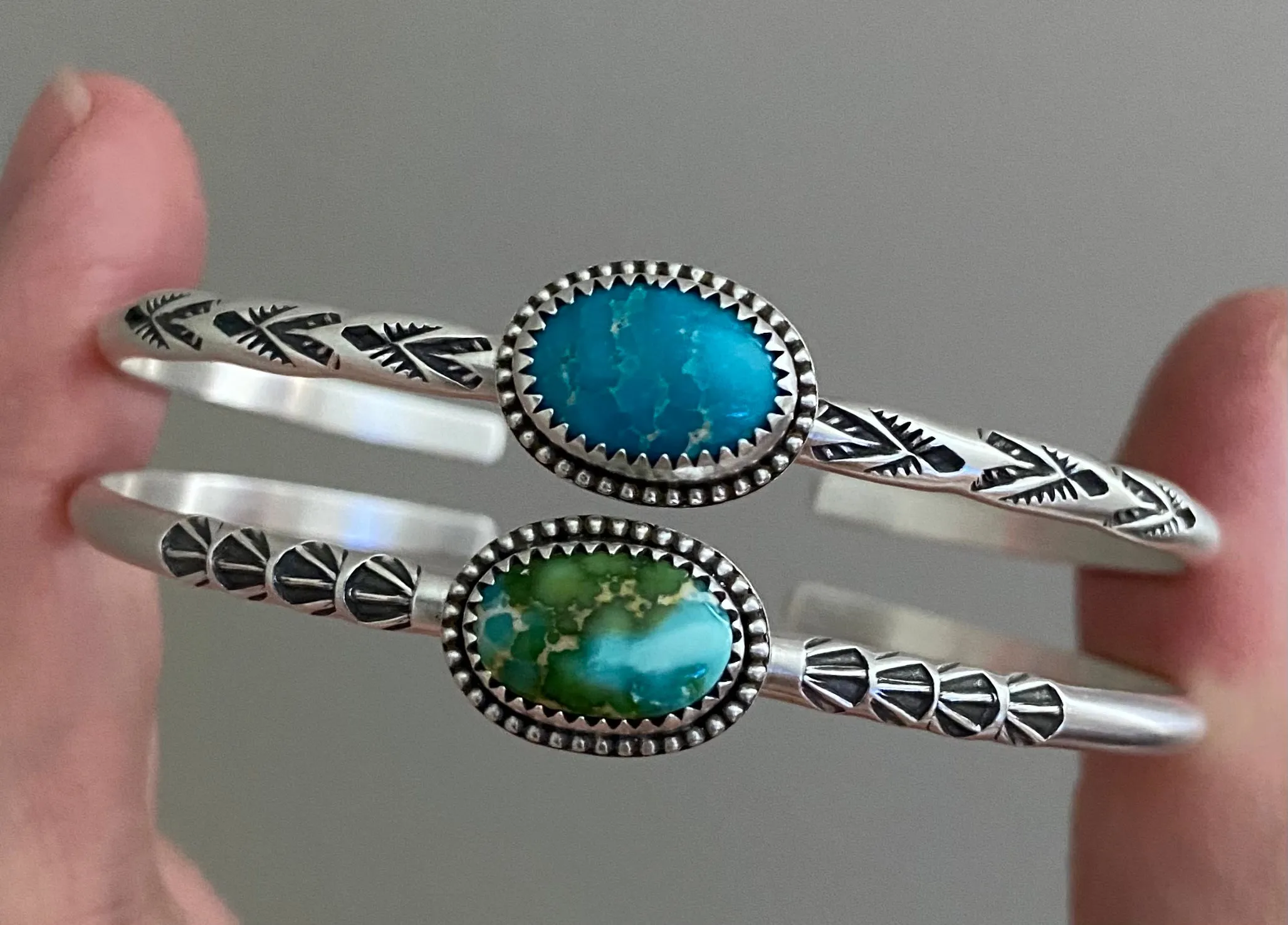 Hand Stamped Blue Ridge Turquoise Cuff