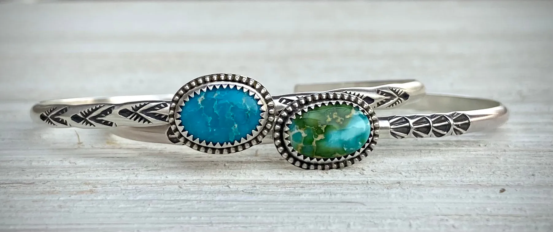 Hand Stamped Blue Ridge Turquoise Cuff