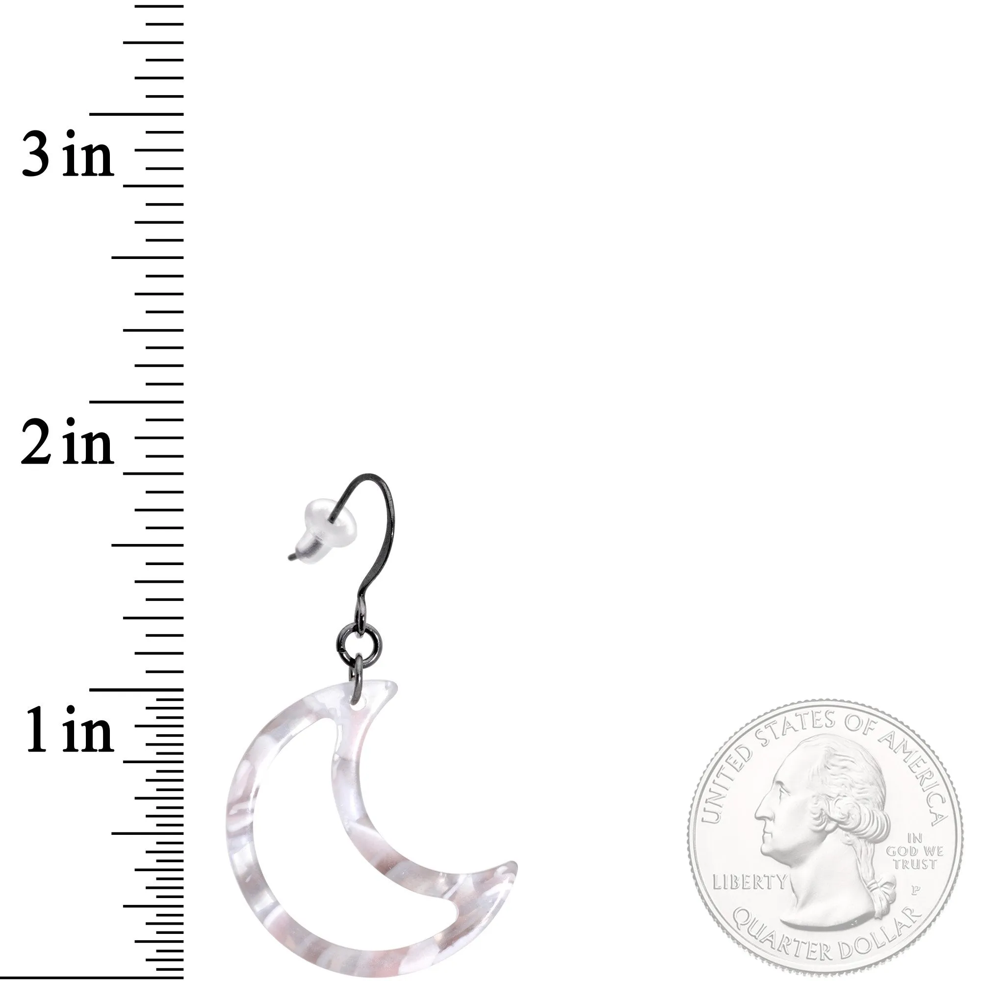 Handcrafted Gunmetal Plated Crescent Moon Fishhook Dangle Earrings
