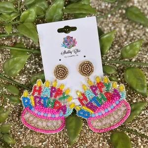 Happy Birthday Beaded Earrings