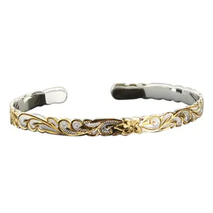 Hawaiian Jewelry Queen Cut Out Two Tone Cuff Bangle