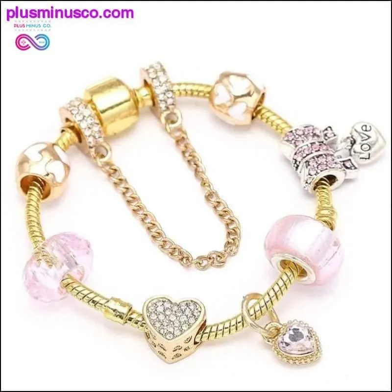 Heart & Key Pendant Rose Gold Color Fine Bracelets & Bangles