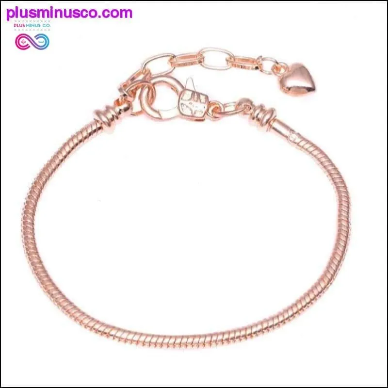 Heart & Key Pendant Rose Gold Color Fine Bracelets & Bangles