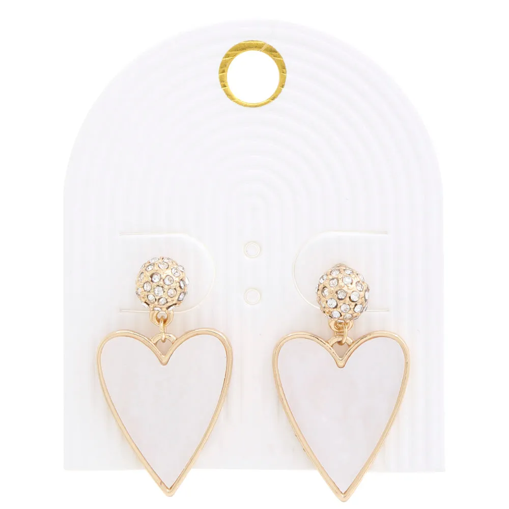 Heart Rhinestone Bead Dangle Earring
