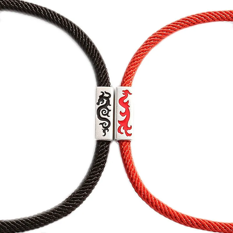 Hollowed Dragon & Phoenix Matching Bracelets