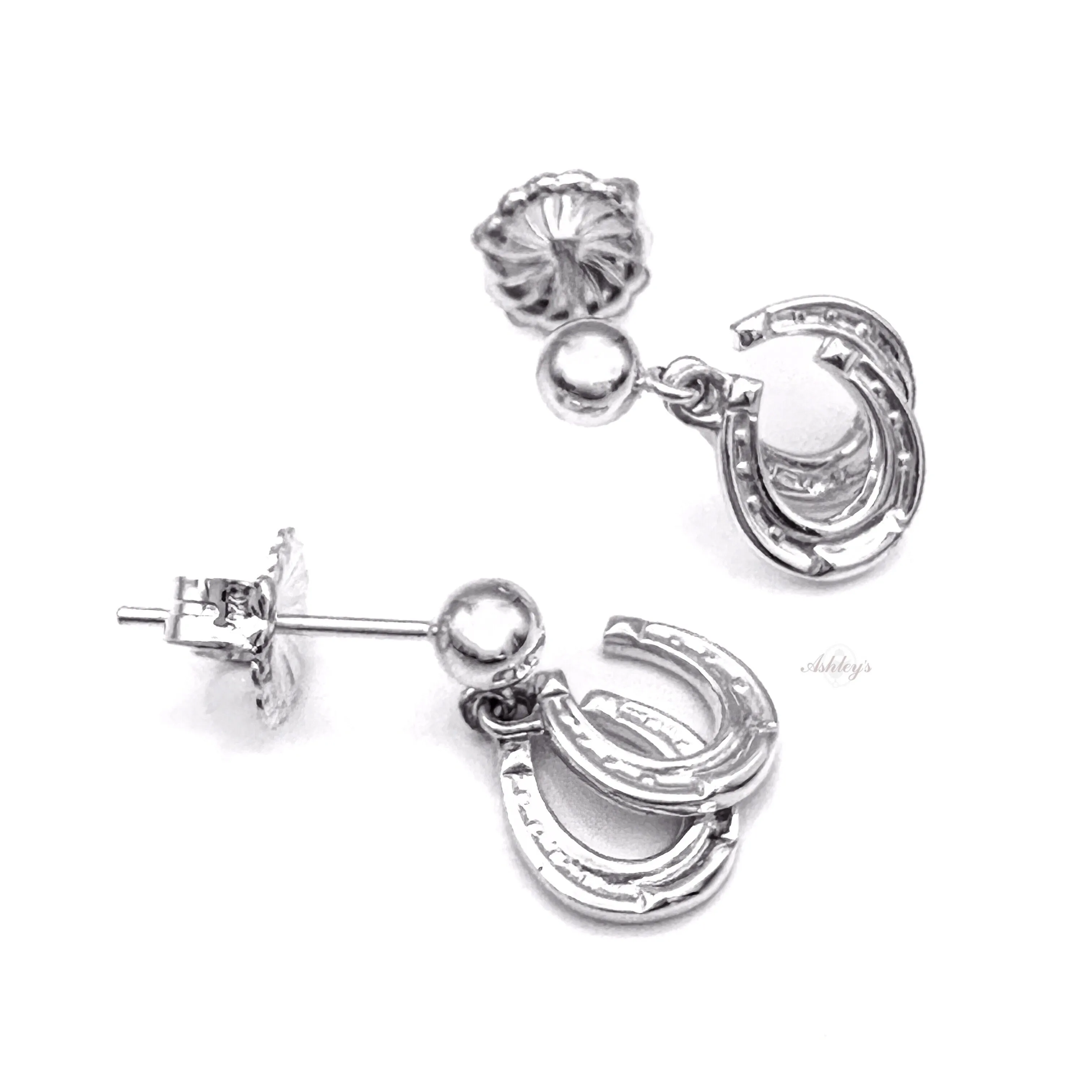 Horseshoe Earrings, Sterling Silver