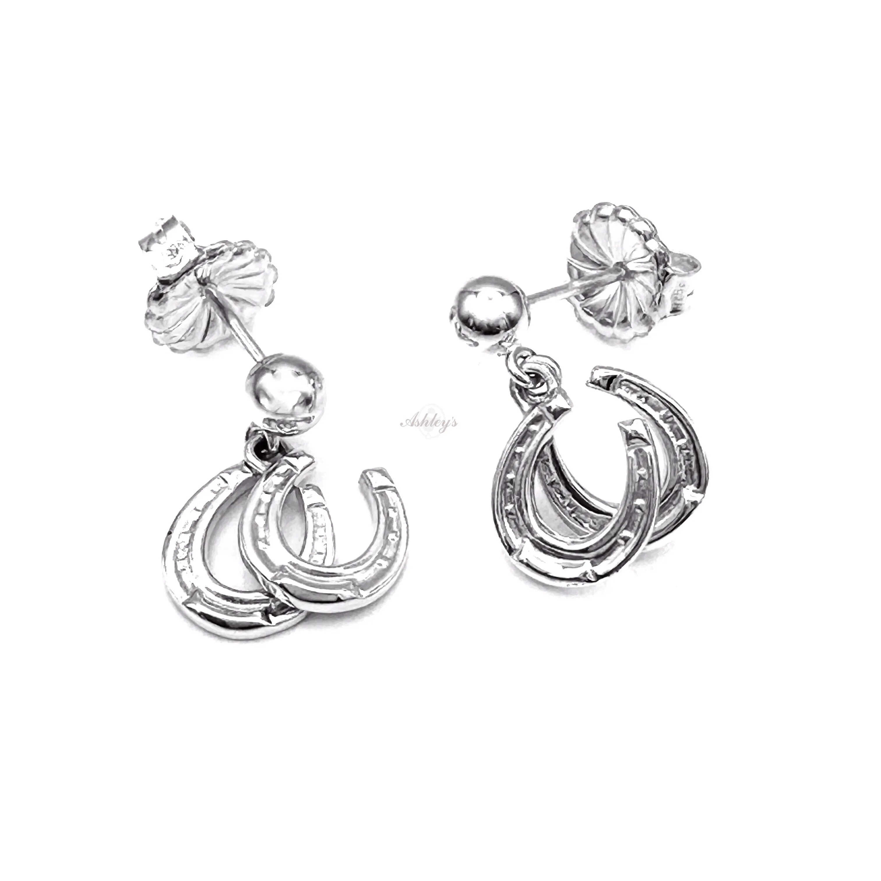 Horseshoe Earrings, Sterling Silver
