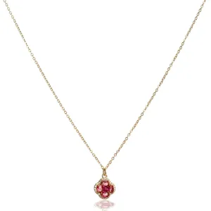Hot Pink Clover Crystal Necklace