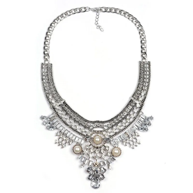 HOT Statement Necklaces & Pendants Vintage Crystal Maxi Choker Silver Collier Femme Boho Big Fashion Women Jewellery