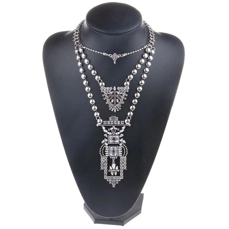 HOT Statement Necklaces & Pendants Vintage Crystal Maxi Choker Silver Collier Femme Boho Big Fashion Women Jewellery