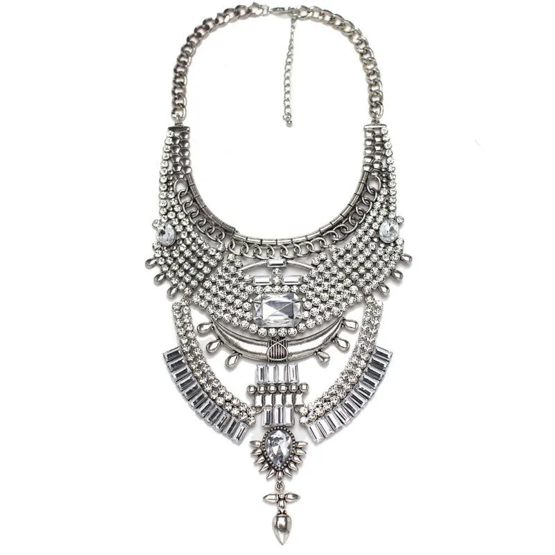 HOT Statement Necklaces & Pendants Vintage Crystal Maxi Choker Silver Collier Femme Boho Big Fashion Women Jewellery