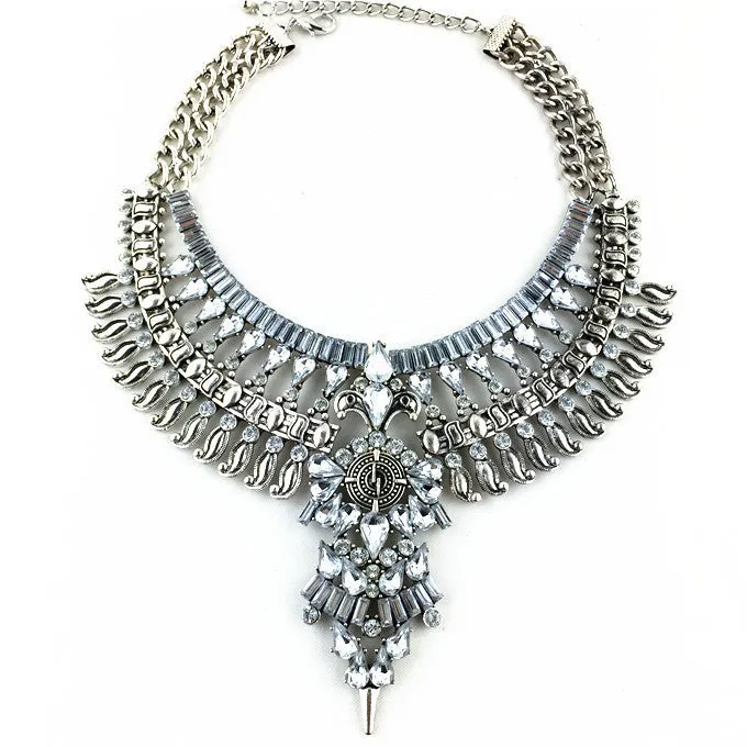 HOT Statement Necklaces & Pendants Vintage Crystal Maxi Choker Silver Collier Femme Boho Big Fashion Women Jewellery