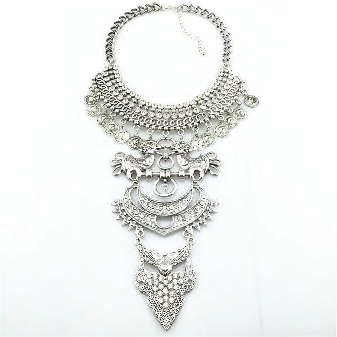 HOT Statement Necklaces & Pendants Vintage Crystal Maxi Choker Silver Collier Femme Boho Big Fashion Women Jewellery