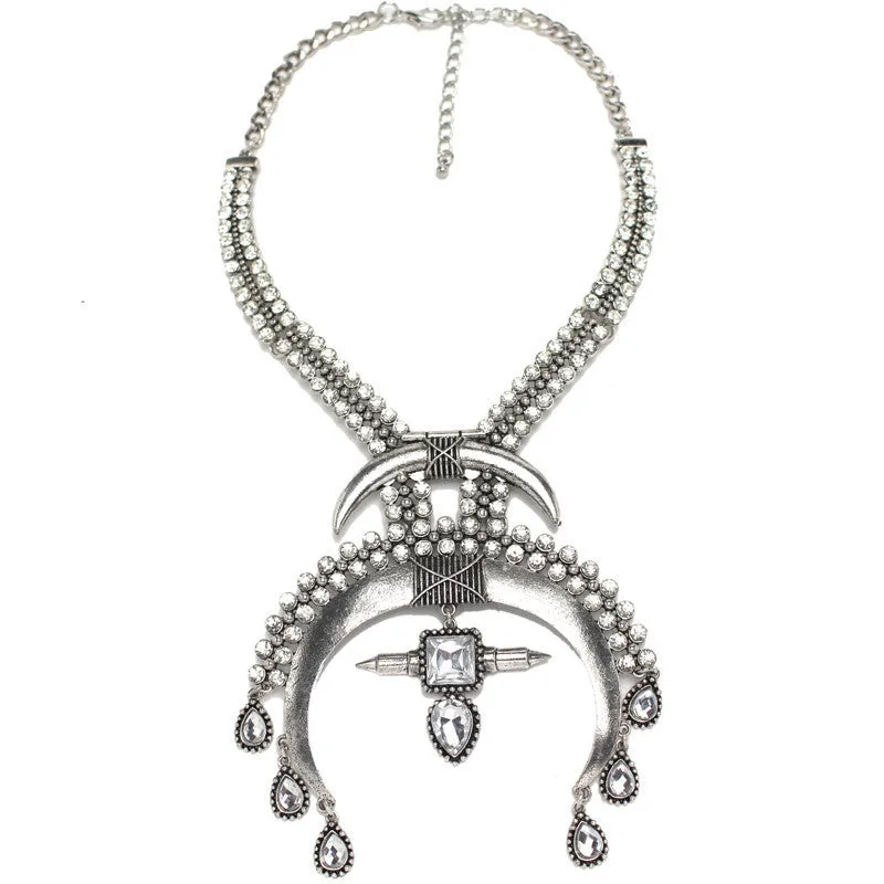HOT Statement Necklaces & Pendants Vintage Crystal Maxi Choker Silver Collier Femme Boho Big Fashion Women Jewellery